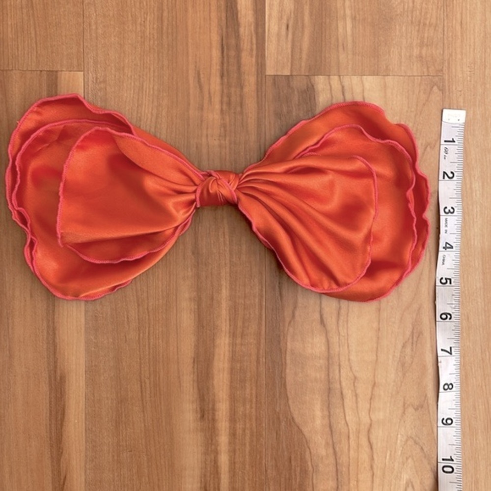 Oversized orange and pink layered bow barrette - Picture 7 of 7